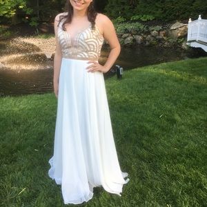 White dress with gold detail